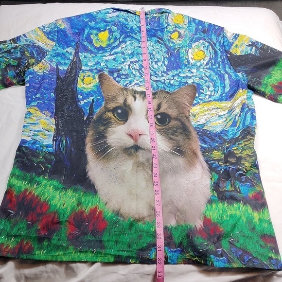 No name Cat shirt sleeve button down shirt with no size - Picture 7 of 8